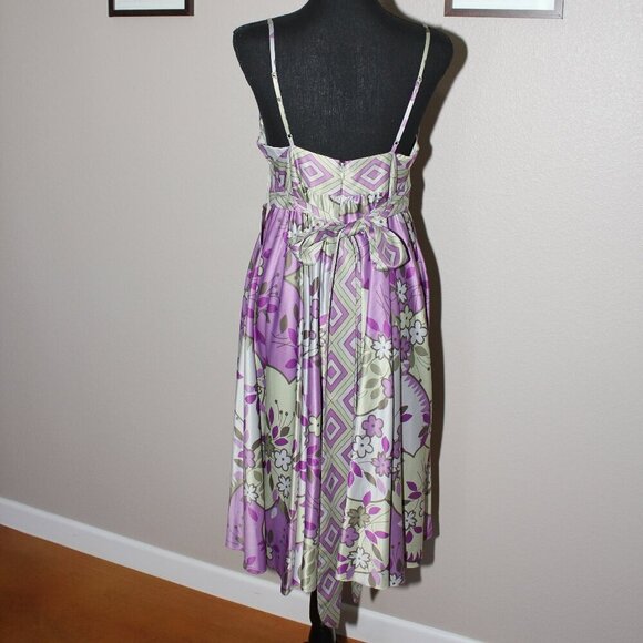 Donna Morgan Womens Seafoam Dress Purple Green Floral Babydoll Size 10 NWT - Picture 3 of 8